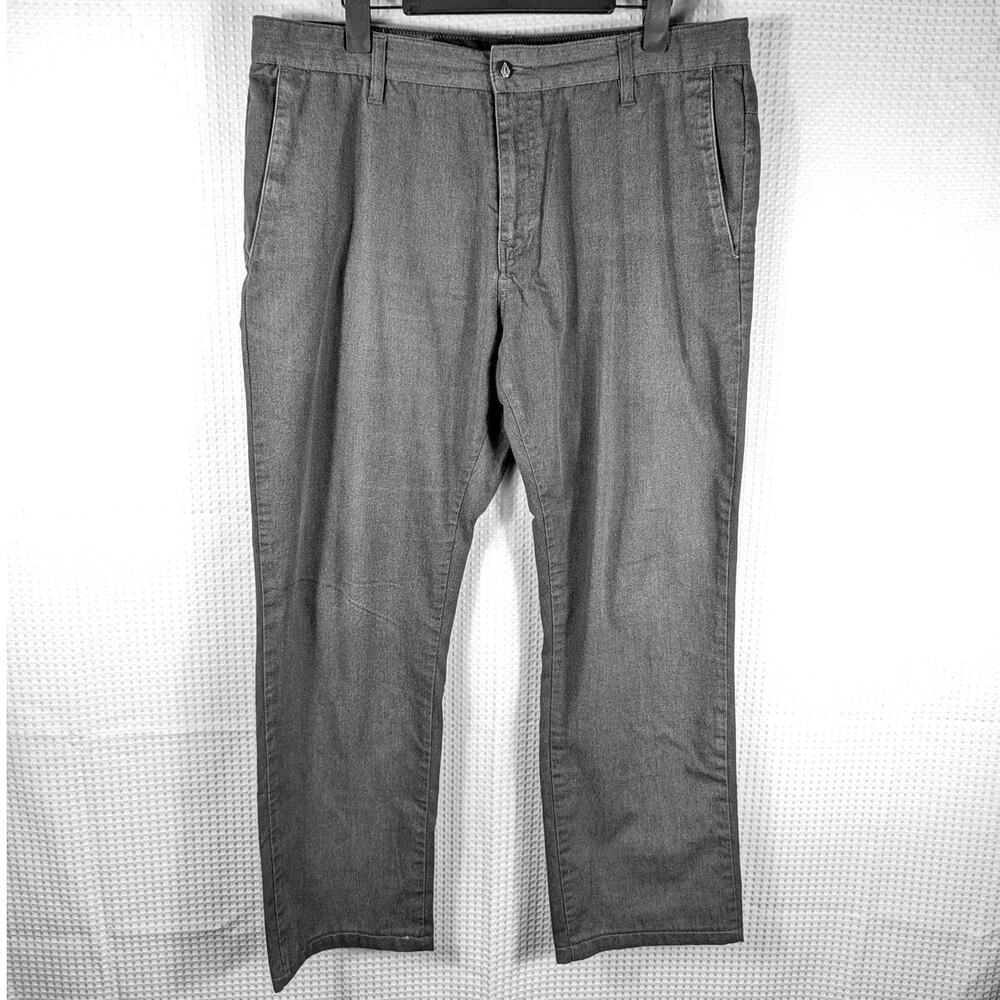 Volcom Corpo Class Pants 35x29 Gray Chino Trousers Men Casual Skate Style